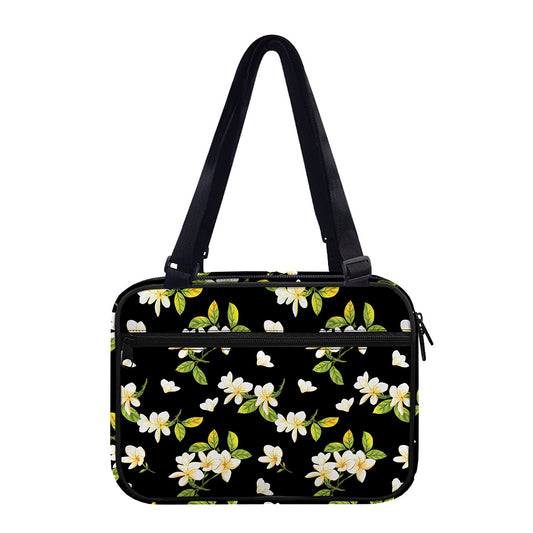 Vintage Plumeria Flower Pattern Print Double Strap Bible Bag