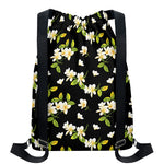 Vintage Plumeria Flower Pattern Print Drawstring Backpack