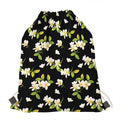 Vintage Plumeria Flower Pattern Print Drawstring Bag