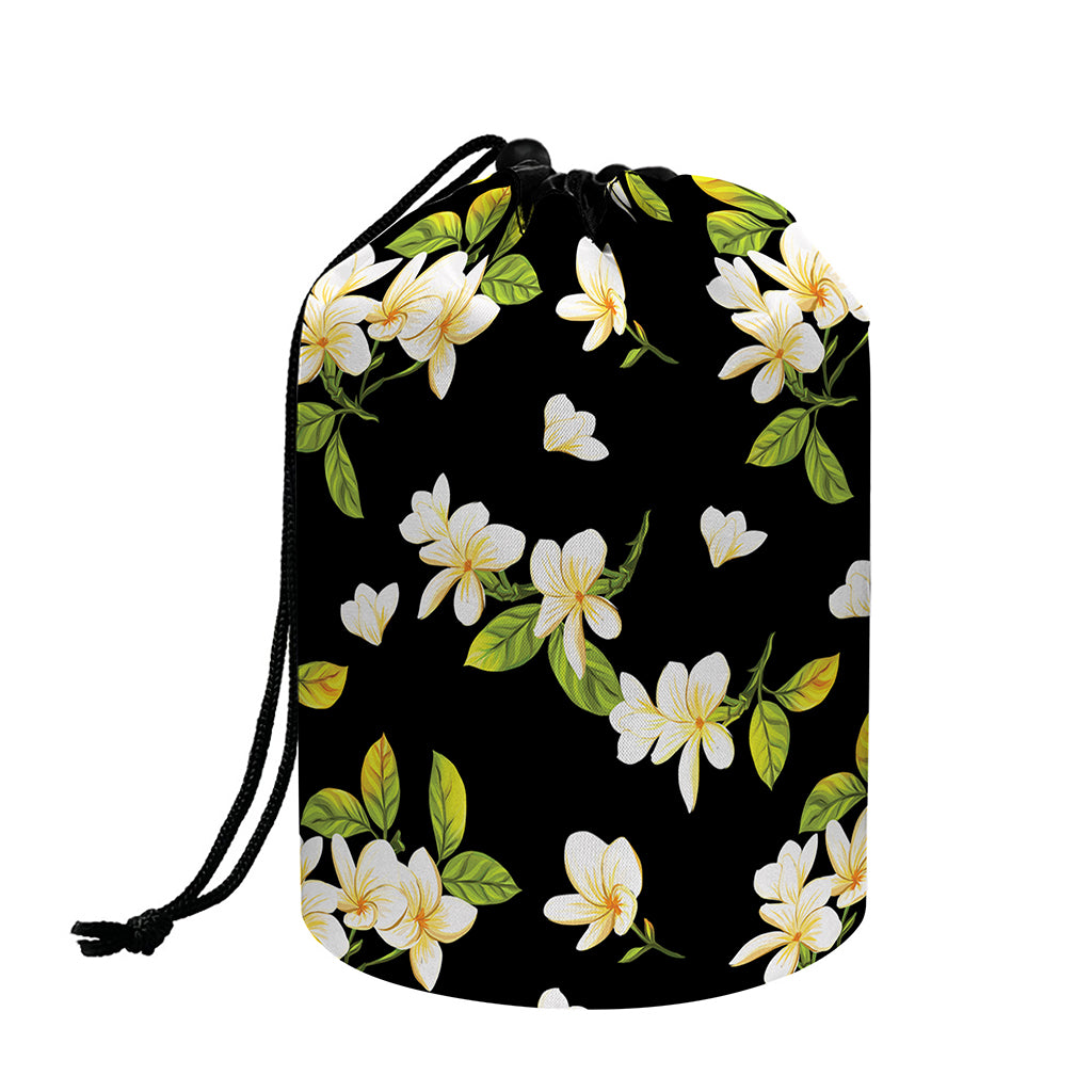Vintage Plumeria Flower Pattern Print Drawstring Makeup Bag
