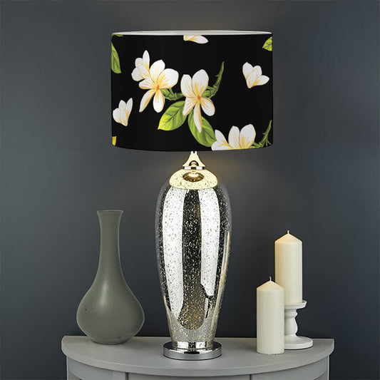 Vintage Plumeria Flower Pattern Print Drum Lamp Shade