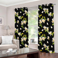 Vintage Plumeria Flower Pattern Print Extra Wide Grommet Curtains