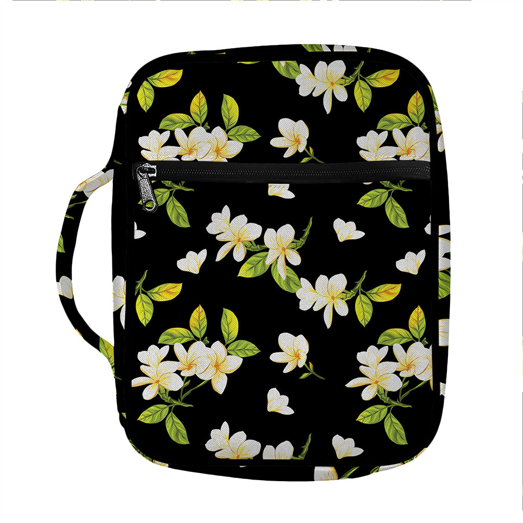 Vintage Plumeria Flower Pattern Print Front Pocket Bible Bag