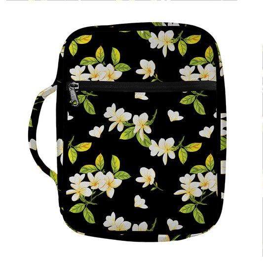 Vintage Plumeria Flower Pattern Print Front Pocket Bible Bag
