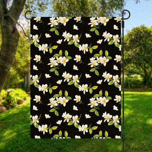 Vintage Plumeria Flower Pattern Print Garden Flag