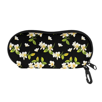Vintage Plumeria Flower Pattern Print Glasses Case
