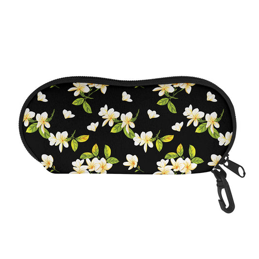 Vintage Plumeria Flower Pattern Print Glasses Case