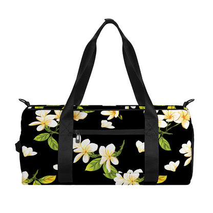 Vintage Plumeria Flower Pattern Print Gym Bag