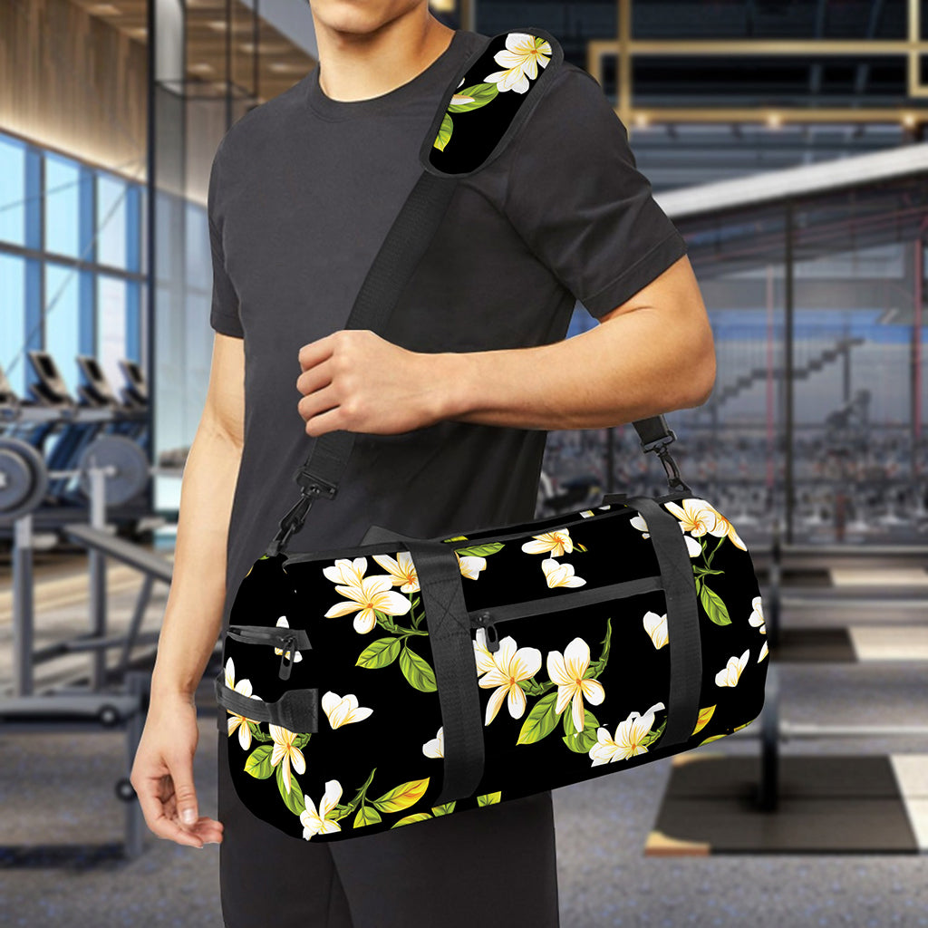 Vintage Plumeria Flower Pattern Print Gym Bag