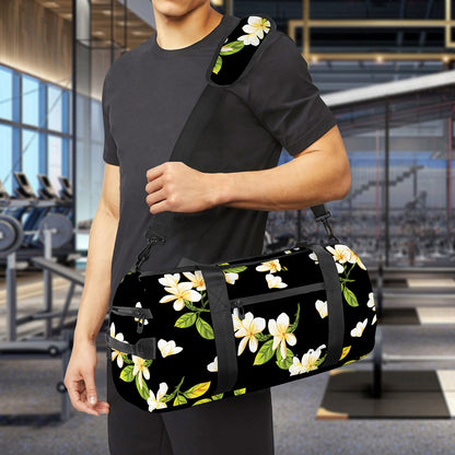 Vintage Plumeria Flower Pattern Print Gym Bag