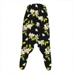Vintage Plumeria Flower Pattern Print Hammer Pants