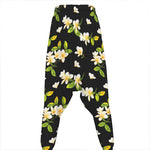 Vintage Plumeria Flower Pattern Print Hammer Pants