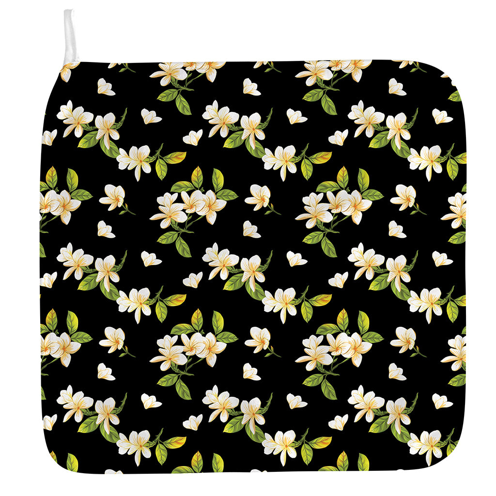 Vintage Plumeria Flower Pattern Print Hand Towel