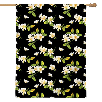 Vintage Plumeria Flower Pattern Print House Flag
