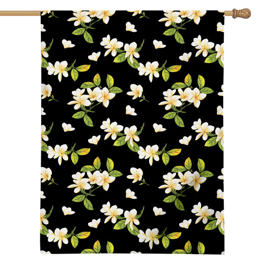 Vintage Plumeria Flower Pattern Print House Flag