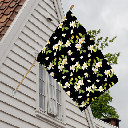 Vintage Plumeria Flower Pattern Print House Flag