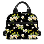 Vintage Plumeria Flower Pattern Print Insulated Lunch Bag