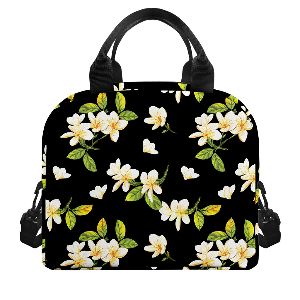 Vintage Plumeria Flower Pattern Print Insulated Lunch Bag