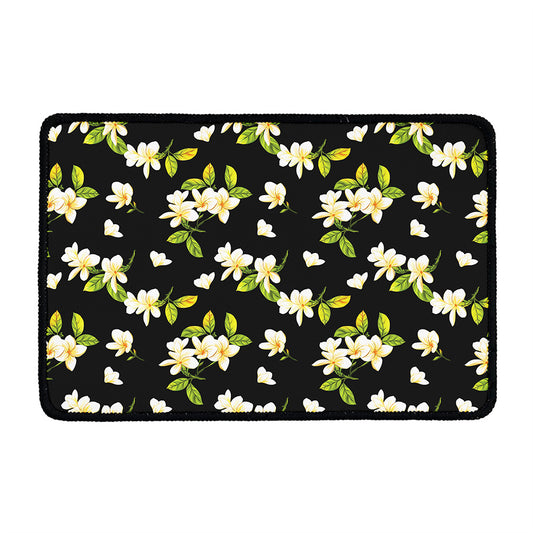 Vintage Plumeria Flower Pattern Print Kitchen Mat
