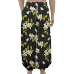 Vintage Plumeria Flower Pattern Print Lantern Pants