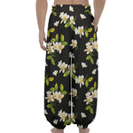 Vintage Plumeria Flower Pattern Print Lantern Pants