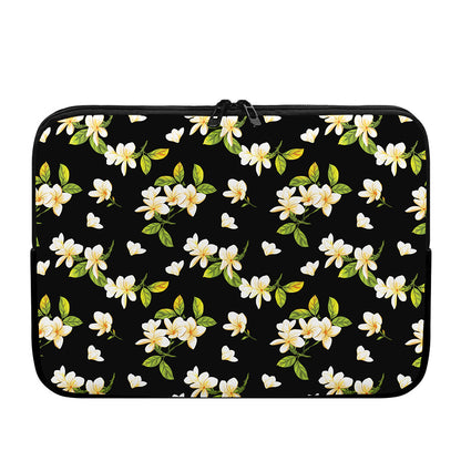 Vintage Plumeria Flower Pattern Print Laptop Sleeve