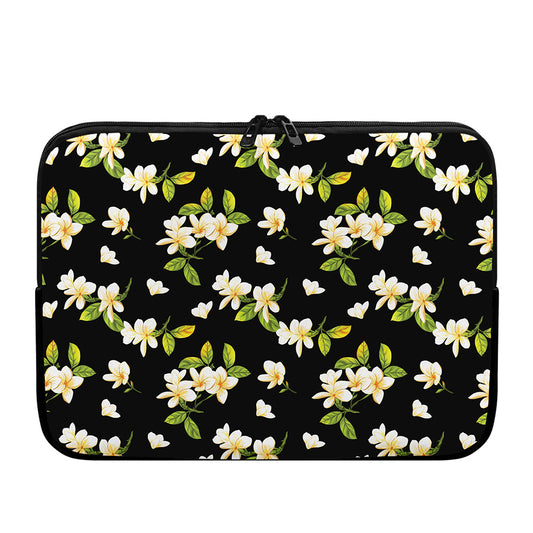 Vintage Plumeria Flower Pattern Print Laptop Sleeve