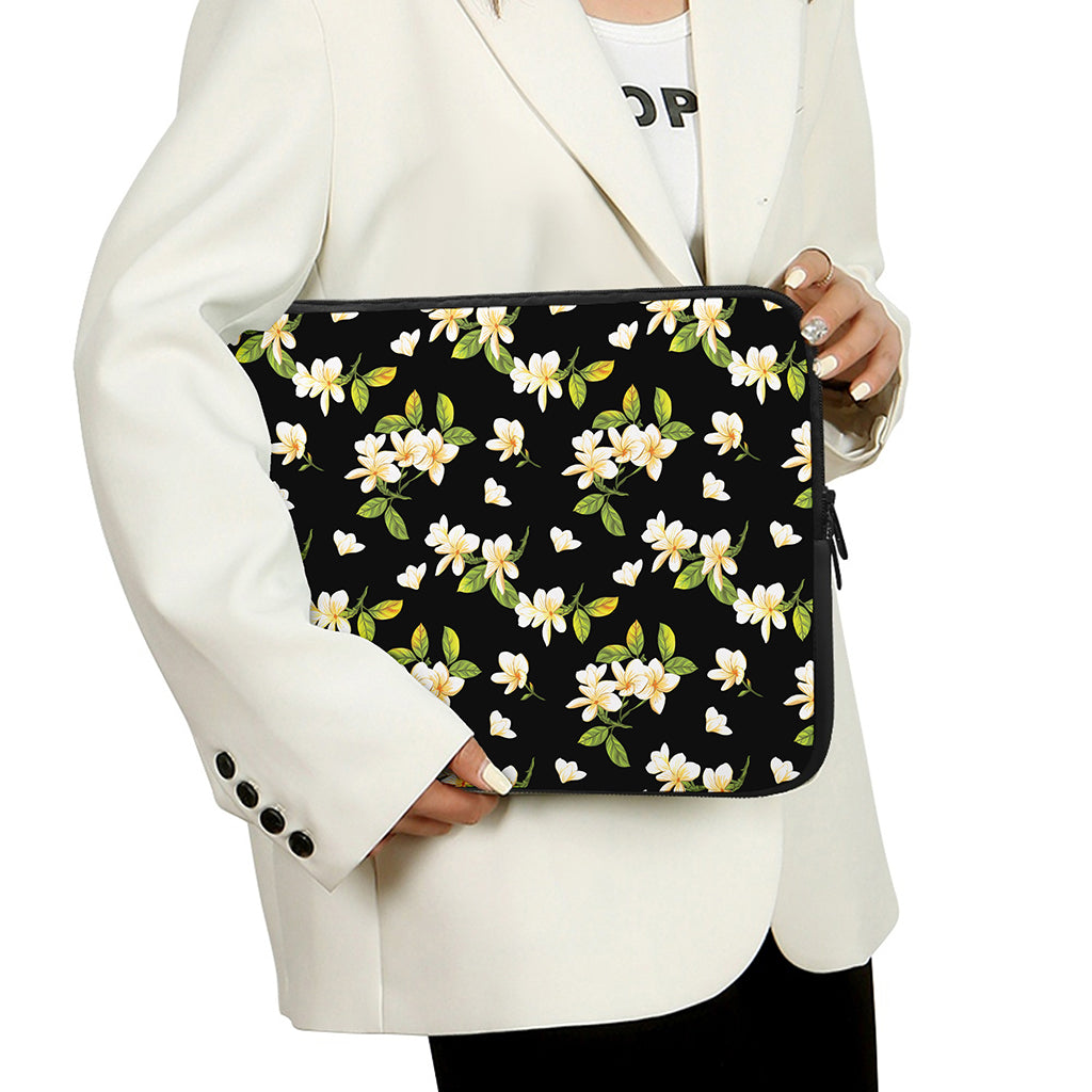 Vintage Plumeria Flower Pattern Print Laptop Sleeve