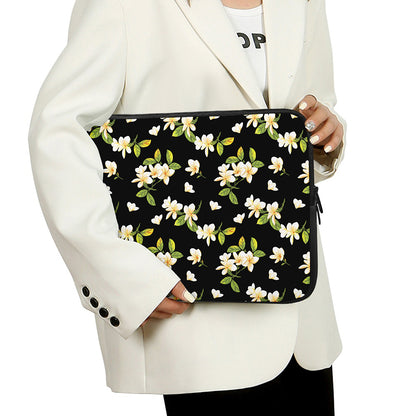 Vintage Plumeria Flower Pattern Print Laptop Sleeve