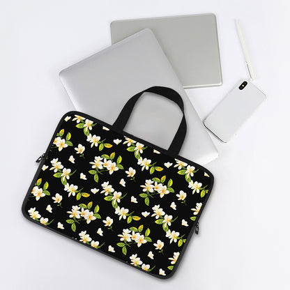 Vintage Plumeria Flower Pattern Print Laptop Sleeve With Handle