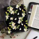 Vintage Plumeria Flower Pattern Print Leather Bible Cover