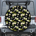 Vintage Plumeria Flower Pattern Print Leather Spare Tire Cover