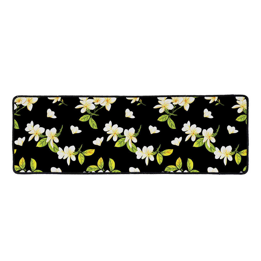 Vintage Plumeria Flower Pattern Print Long Kitchen Mat