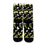 Vintage Plumeria Flower Pattern Print Long Socks
