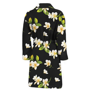 Vintage Plumeria Flower Pattern Print Men's Bathrobe