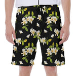 Vintage Plumeria Flower Pattern Print Men's Beach Shorts
