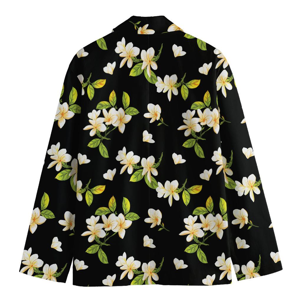 Vintage Plumeria Flower Pattern Print Men's Blazer
