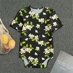 Vintage Plumeria Flower Pattern Print Men's Bodysuit