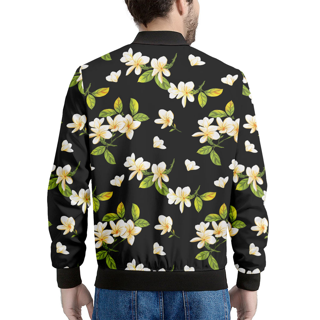 Vintage Plumeria Flower Pattern Print Men's Bomber Jacket