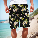 Vintage Plumeria Flower Pattern Print Men's Cargo Shorts