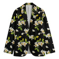 Vintage Plumeria Flower Pattern Print Men's Cotton Blazer