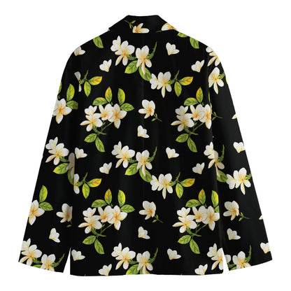 Vintage Plumeria Flower Pattern Print Men's Cotton Blazer