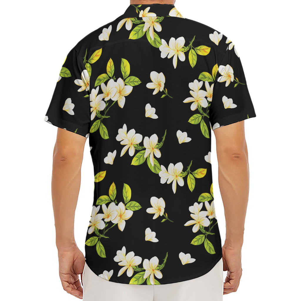 Vintage Plumeria Flower Pattern Print Men's Deep V-Neck Shirt