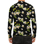 Vintage Plumeria Flower Pattern Print Men's Long Sleeve Rash Guard