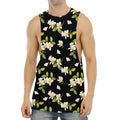 Vintage Plumeria Flower Pattern Print Men's Muscle Tank Top