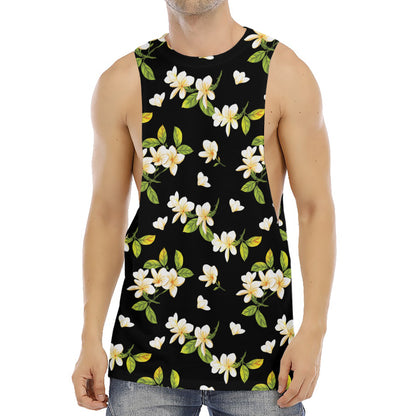 Vintage Plumeria Flower Pattern Print Men's Muscle Tank Top