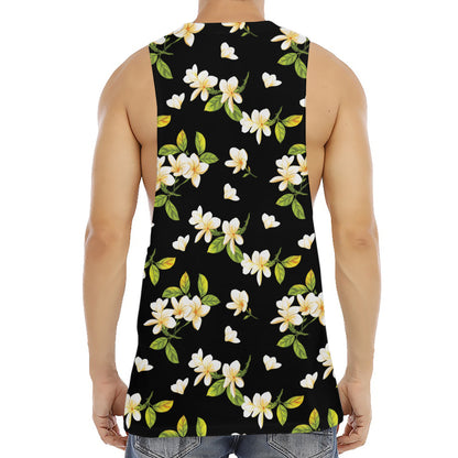 Vintage Plumeria Flower Pattern Print Men's Muscle Tank Top