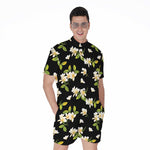 Vintage Plumeria Flower Pattern Print Men's Rompers