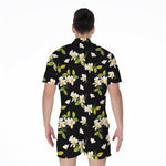 Vintage Plumeria Flower Pattern Print Men's Rompers