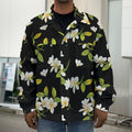 Vintage Plumeria Flower Pattern Print Men's Shirt Jacket